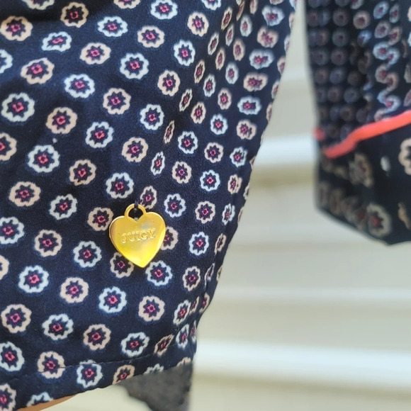 Juicy Couture Navy & Pink Long Sleeve Collared Button Front Sleep Night Shirt M - Picture 9 of 9